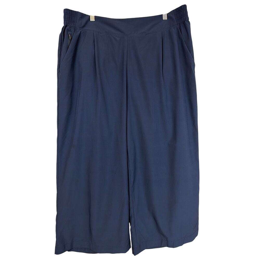 Quince Navy Blue Elastic Waist Wide Leg Lightweight Capri Pants Size XL
